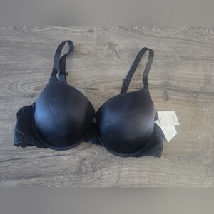 Auden Black Lace Trim Bra 40c NWT